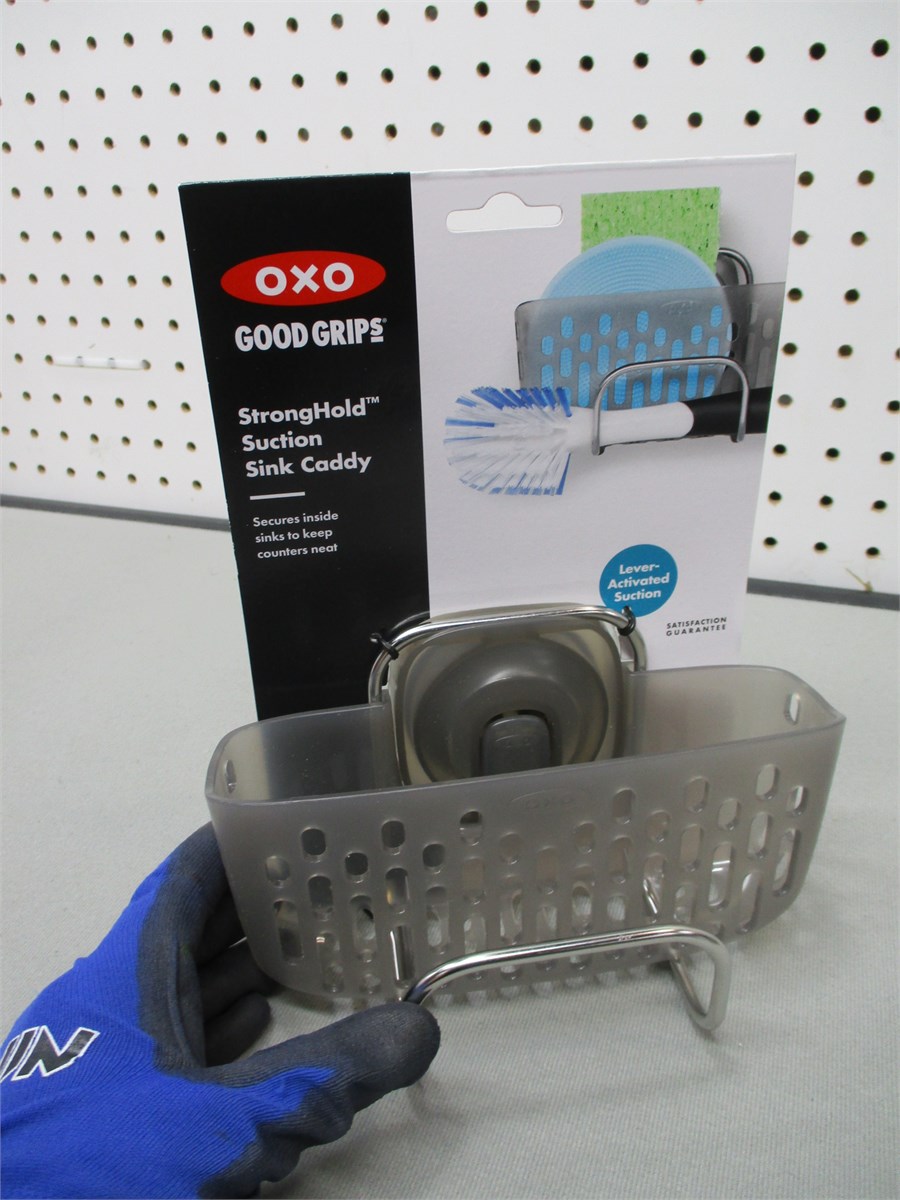 OXO Good Grips Stronghold Suction Sinkware Organizer for kitchen - Plastic,  Gray, One Size