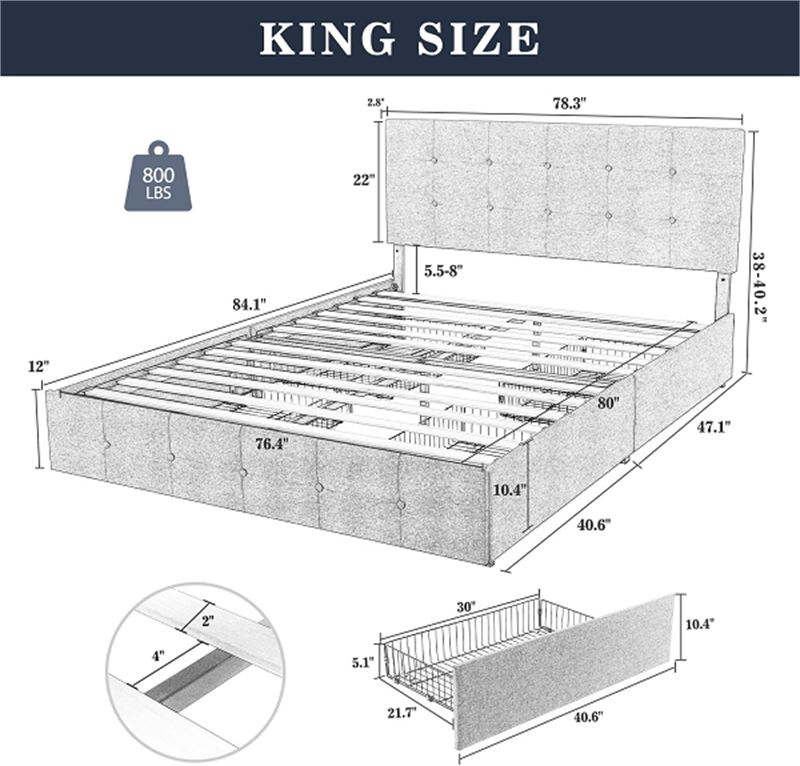 ALLEWIE KING PLATFORM BED FRAME WITH STORAGE | Maxx Liquidation ...